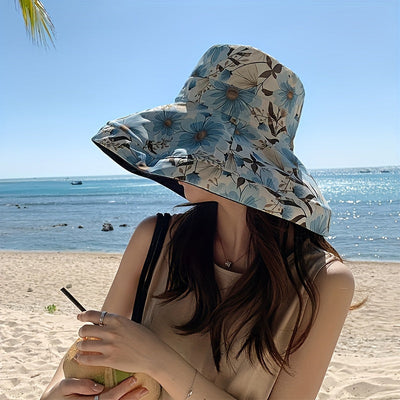 Lauren | Reversible Wide Brim Sun Hat with Wind Cord 