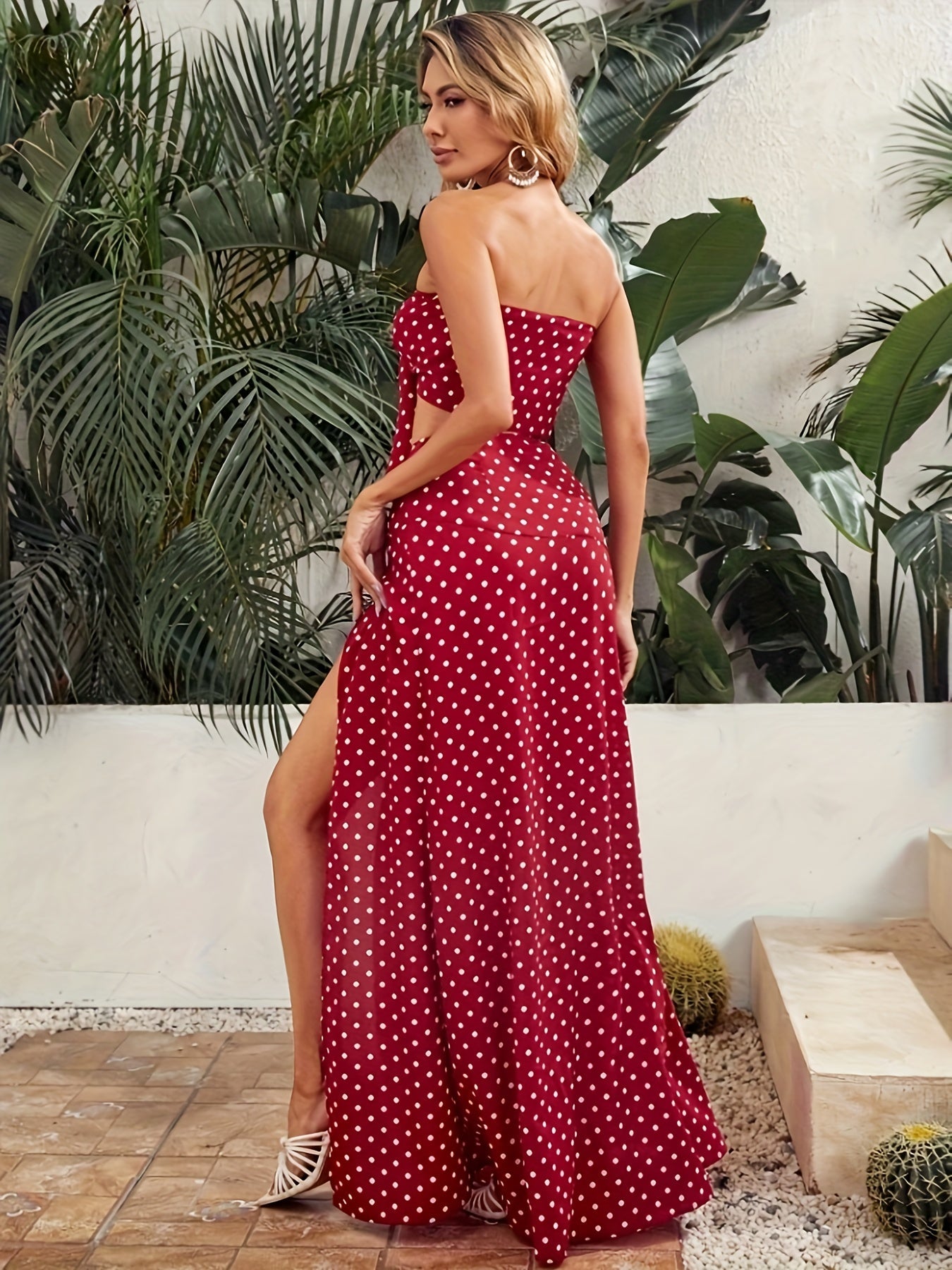Leah | Charming Polka Dot Set with Maxi Skirt and Crop Top 
