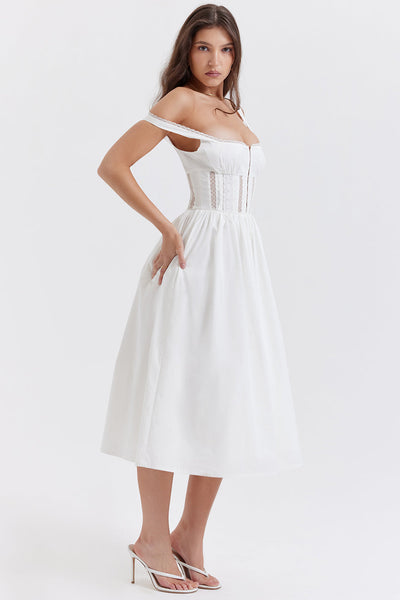 Lena | Elegante Kanten Midi Jurk voor Vrouwen