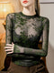 Liana | Sheer Mesh Top with Floral Print and Long Sleeves 