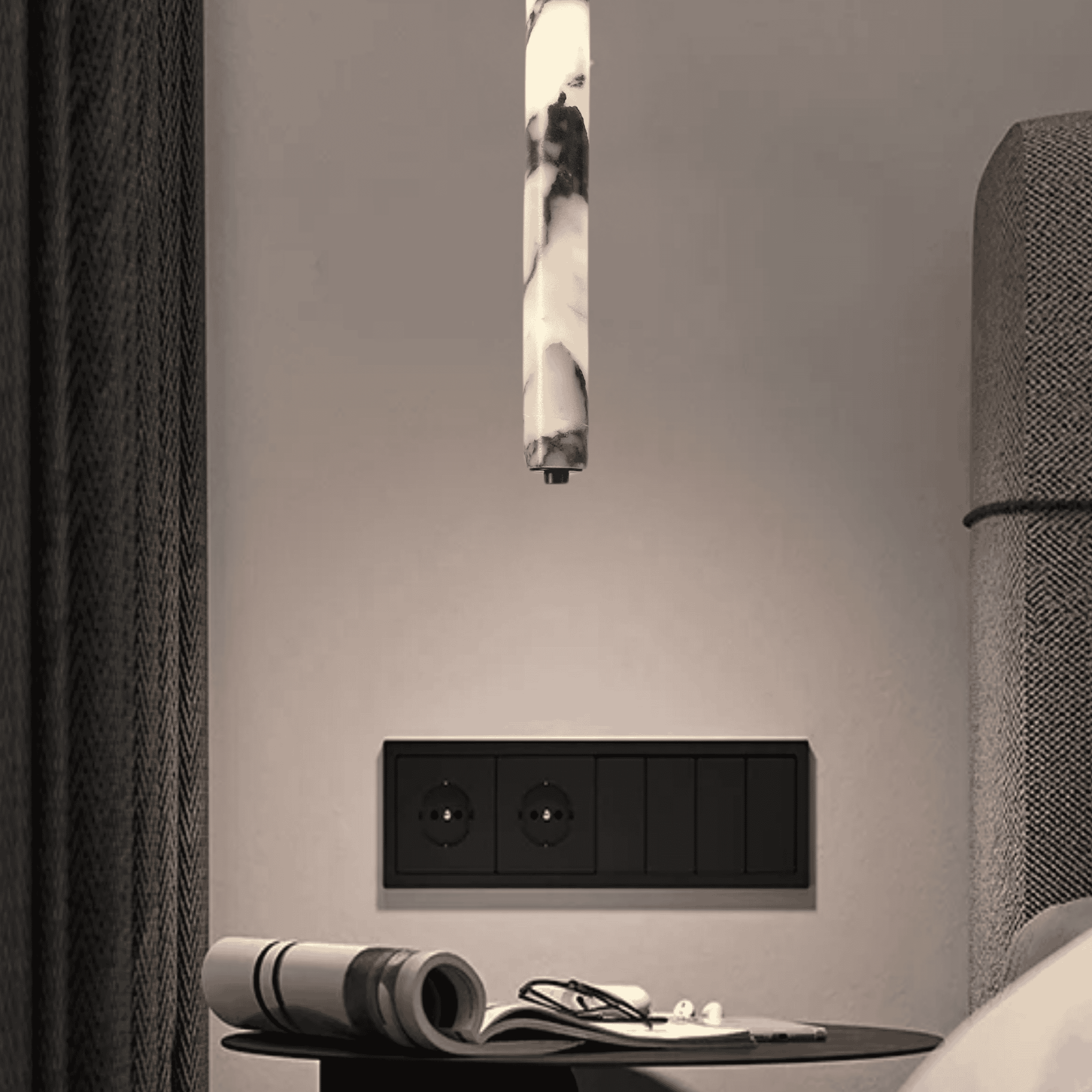 Baskorin – Black Stone Cylinder Pendant Lamp