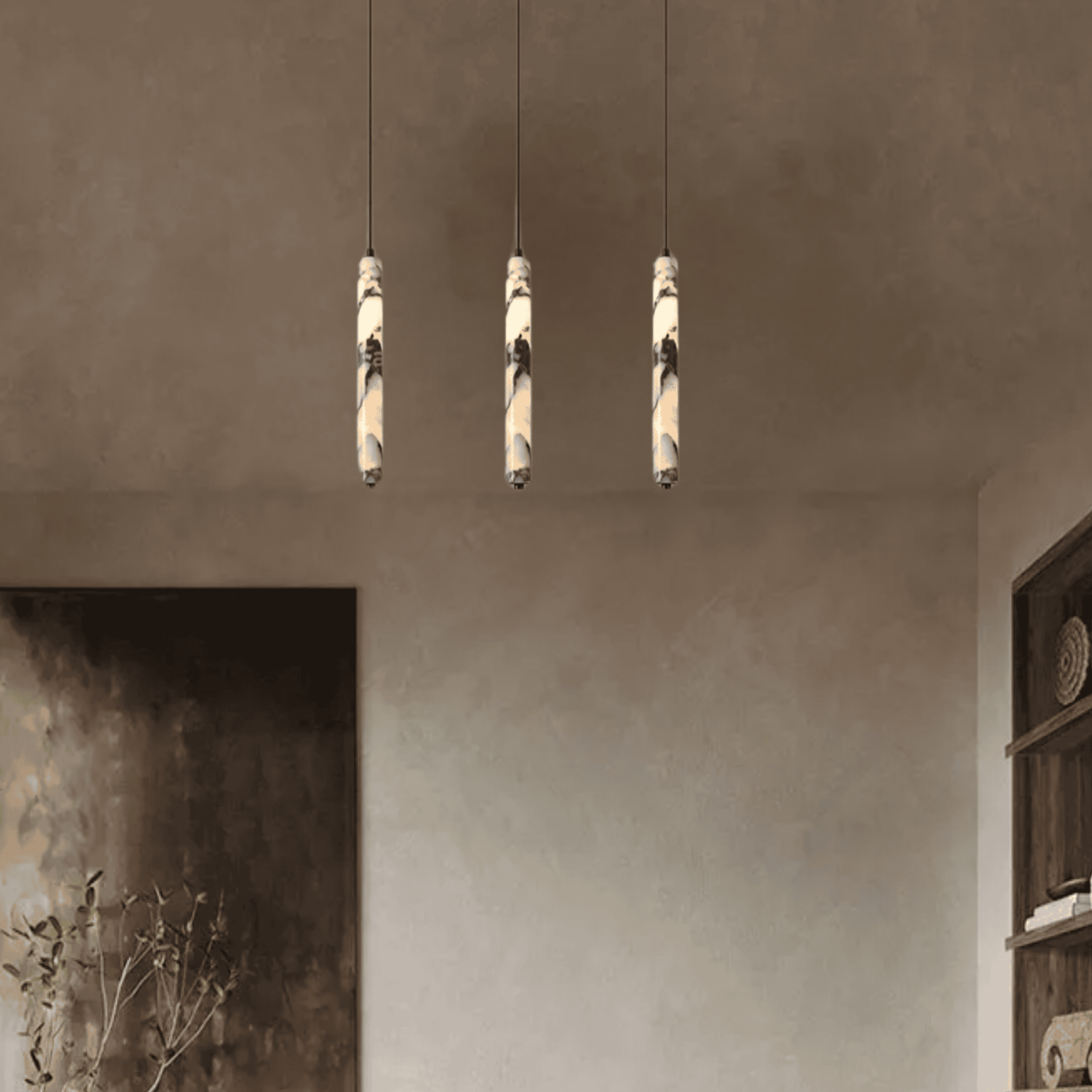 Baskorin – Black Stone Cylinder Pendant Lamp