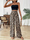 Purple | Leopard Print Wide Leg Pants