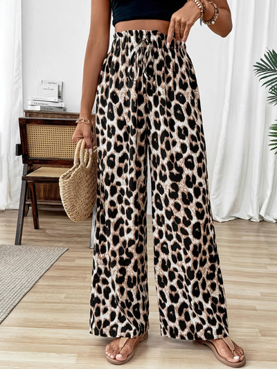 Purple | Leopard Print Wide Leg Pants