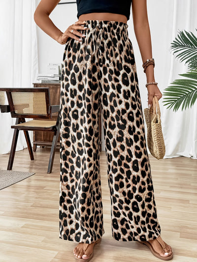 Purple | Leopard Print Wide Leg Pants