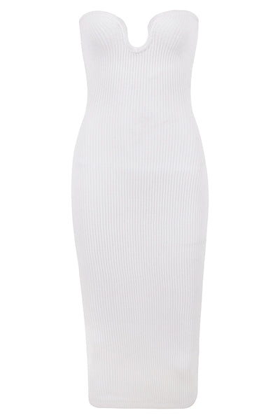 Lilah | Strapless geribde midi-jurk voor dames