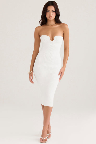 Lilah | Strapless geribde midi-jurk voor dames
