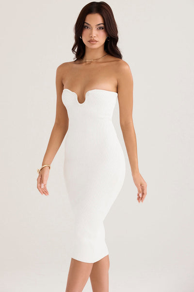 Lilah | Strapless geribde midi-jurk voor dames