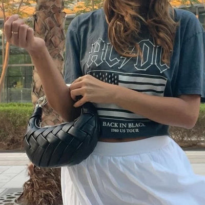 Lillian | Luxe Gevlochten Draagtas met Metalen Handvat