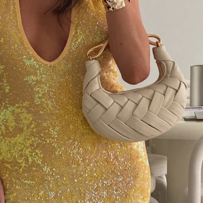 Lillian | Luxe Gevlochten Draagtas met Metalen Handvat