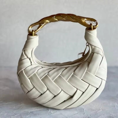 Lillian | Luxe Gevlochten Draagtas met Metalen Handvat