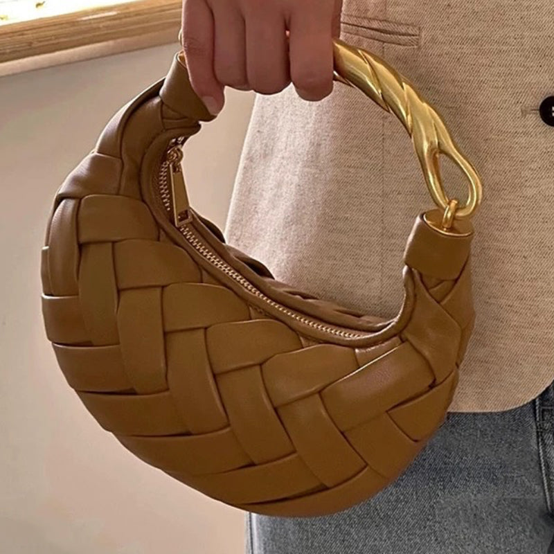 Lillian | Luxe Gevlochten Draagtas met Metalen Handvat