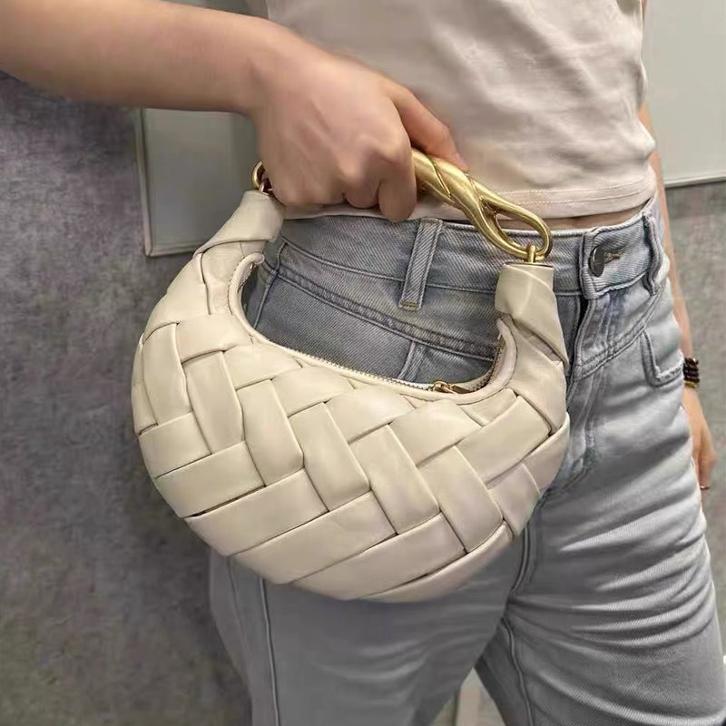 Lillian | Luxe Gevlochten Draagtas met Metalen Handvat