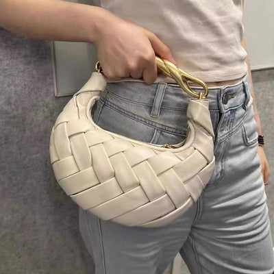 Lillian | Luxe Gevlochten Draagtas met Metalen Handvat