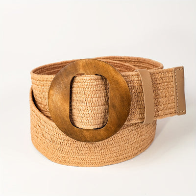 Lily | Braided Boho Waistband with Wooden Buckle 