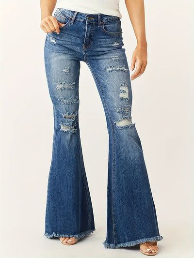 Lily | Flared Jeans with Ripped Details and Frayed Hem for Women 