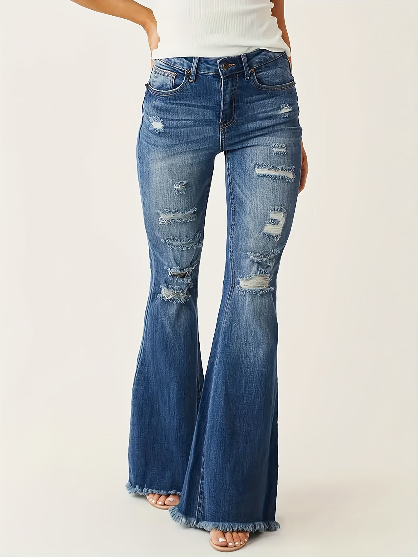 Lily | Flared Jeans with Ripped Details and Frayed Hem for Women 