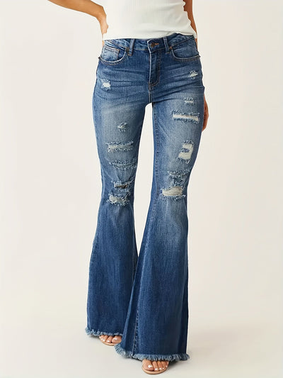 Lily | Flared Jeans with Ripped Details and Frayed Hem for Women 