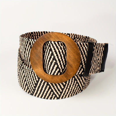 Lily | Braided Boho Waistband with Wooden Buckle 