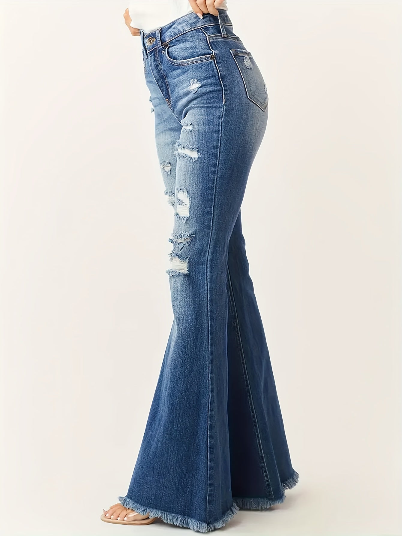 Lily | Flared Jeans with Ripped Details and Frayed Hem for Women 