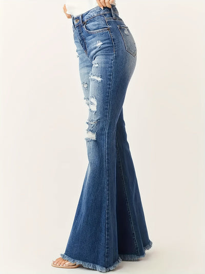 Lily | Flared Jeans with Ripped Details and Frayed Hem for Women 