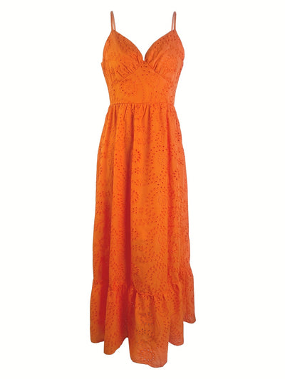 Lizza | Zomerse Maxi Jurk met Broderie en Elegante V-Hals