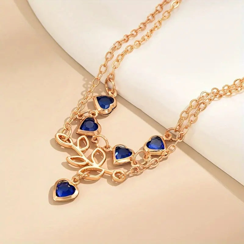 Lucy | Elegant Double-Layered Ankle Bracelet with Heart Charms 