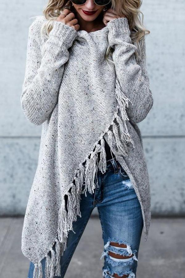 Luisa - Elegant Oversized Sweater with Fringes