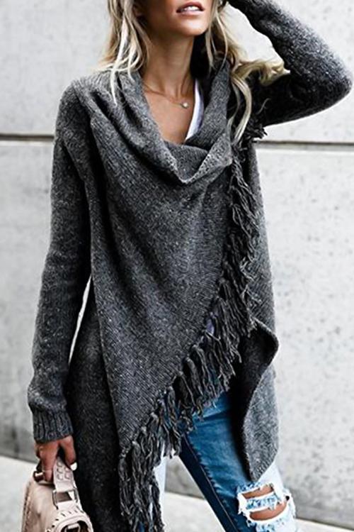 Luisa - Elegant Oversized Sweater with Fringes