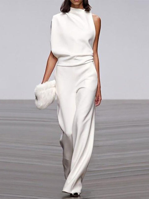 Alix - One-Shoulder Jumpsuit met Wijde Pijpen