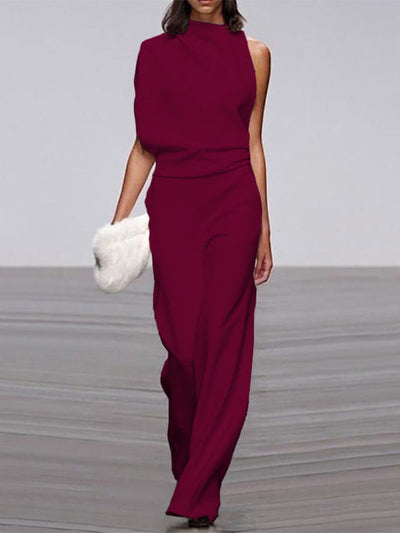 Alix - One-Shoulder Jumpsuit met Wijde Pijpen