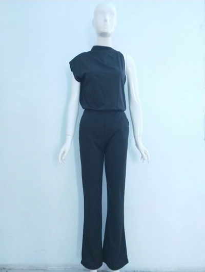 Alix - One-Shoulder Jumpsuit met Wijde Pijpen