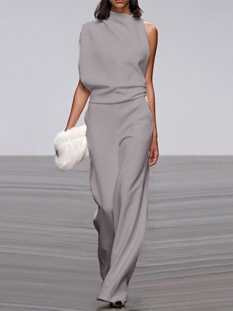Alix - One-Shoulder Jumpsuit met Wijde Pijpen