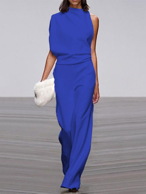 Alix - One-Shoulder Jumpsuit met Wijde Pijpen