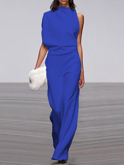 Alix - One-Shoulder Jumpsuit met Wijde Pijpen