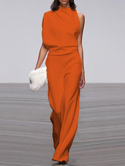 Alix - One-Shoulder Jumpsuit met Wijde Pijpen