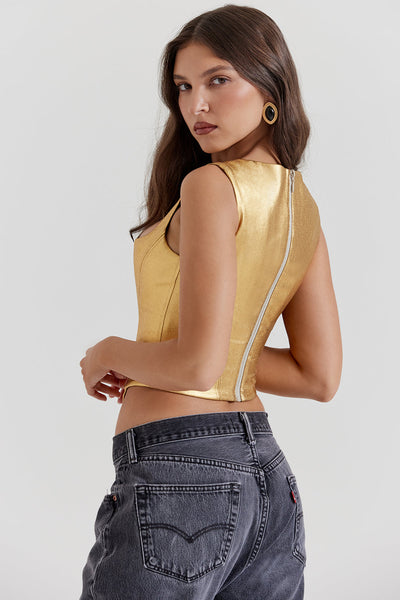 Helviora - Luxurious Gold Corset Top