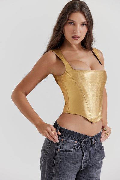Helviora - Luxurious Gold Corset Top