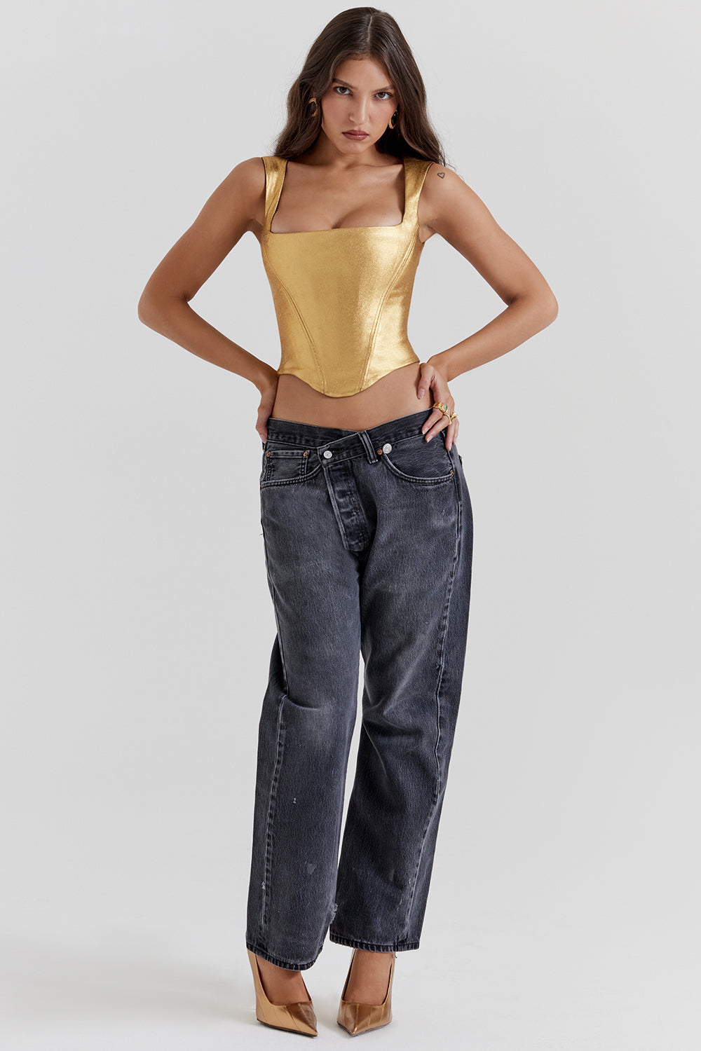 Helviora - Luxurious Gold Corset Top