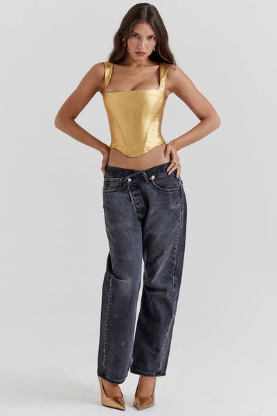 Helviora - Luxurious Gold Corset Top