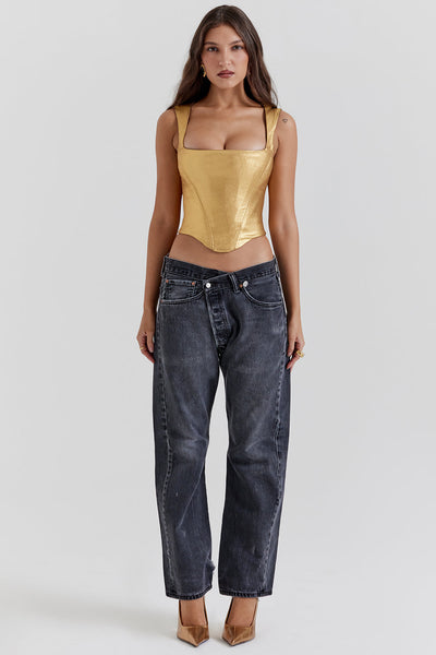 Helviora - Luxurious Gold Corset Top