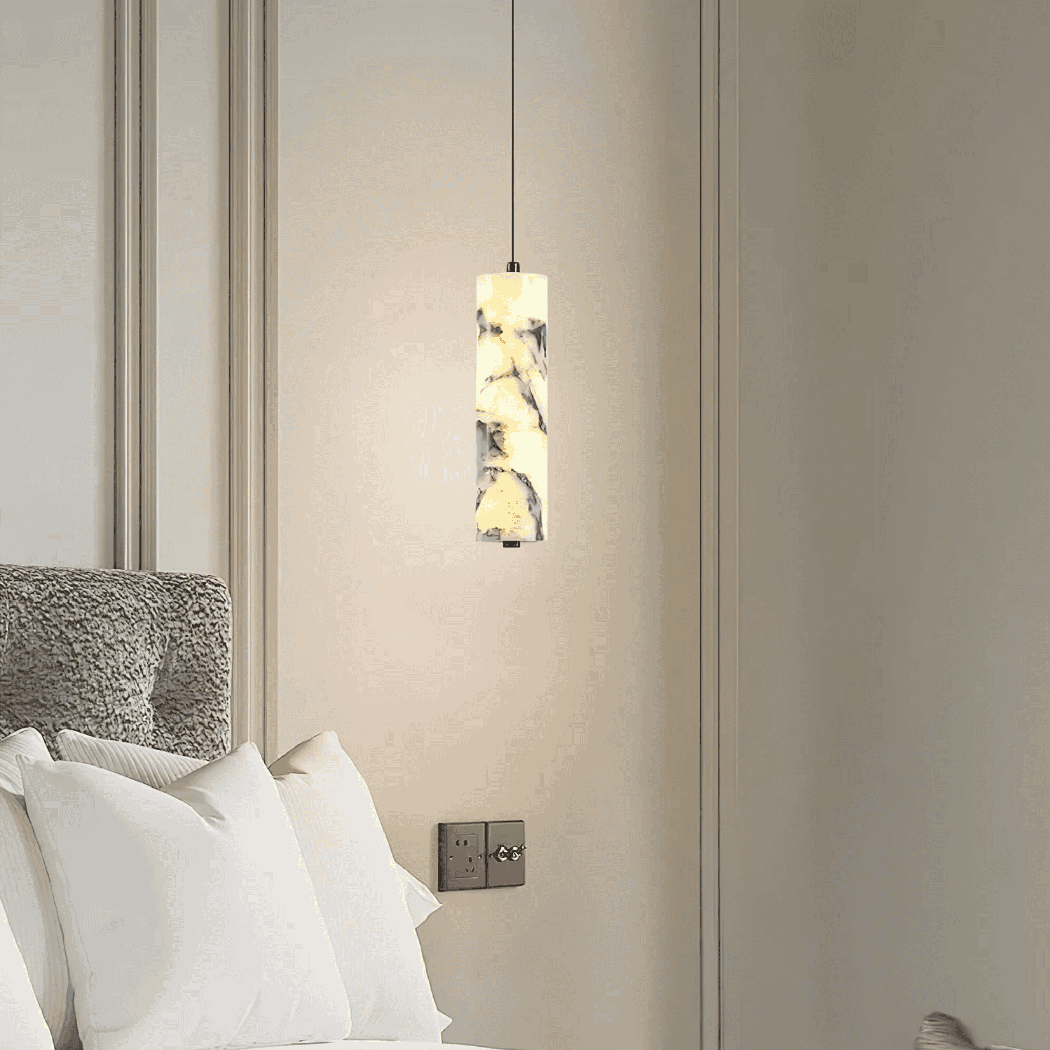 Baskorin – Black Stone Cylinder Pendant Lamp