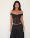 Helisanne - Sensual Lace Off-Shoulder Corset Top