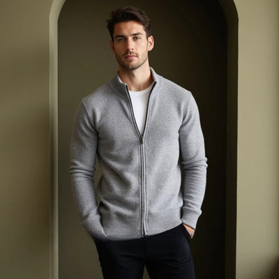Merino - Heren wollen vest met rits