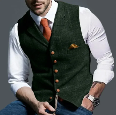 Men's cardigan with classic button closure – Formal look with chest pocket detail 
