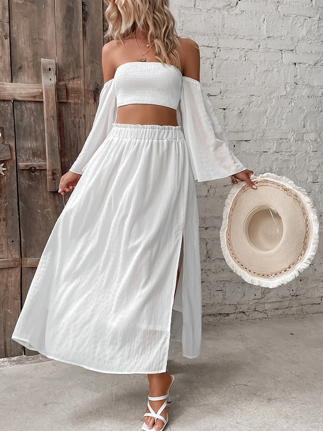Madison | Elegant Off-the-Shoulder Set with Floating Sleeves 