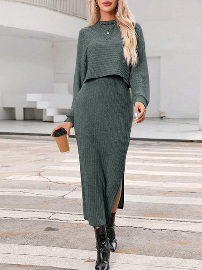 Margo | Stijlvolle Gebreide Midi Jurk met Elegante Pasvorm