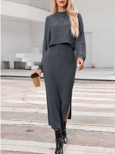 Margo | Stijlvolle Gebreide Midi Jurk met Elegante Pasvorm