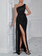 Maria | Luxueuze One-Shoulder Maxi Jurk met Hoge Split
