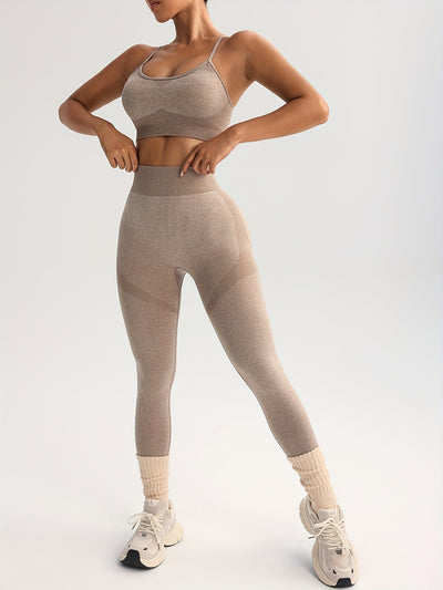 Maria | Seamless Sportset met High-Waist Legging & Crossback Sport BH – Tummy Control Fitness Set voor Dames
